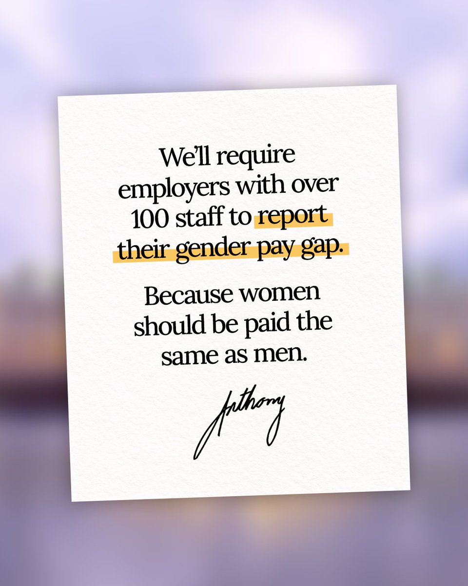 Women should be paid the same as men. 

It’s as simple as that.

But right now, there’s not enough transparency around the gender pay gap in workplaces.

That’s why we’re introducing a bill to fix that.