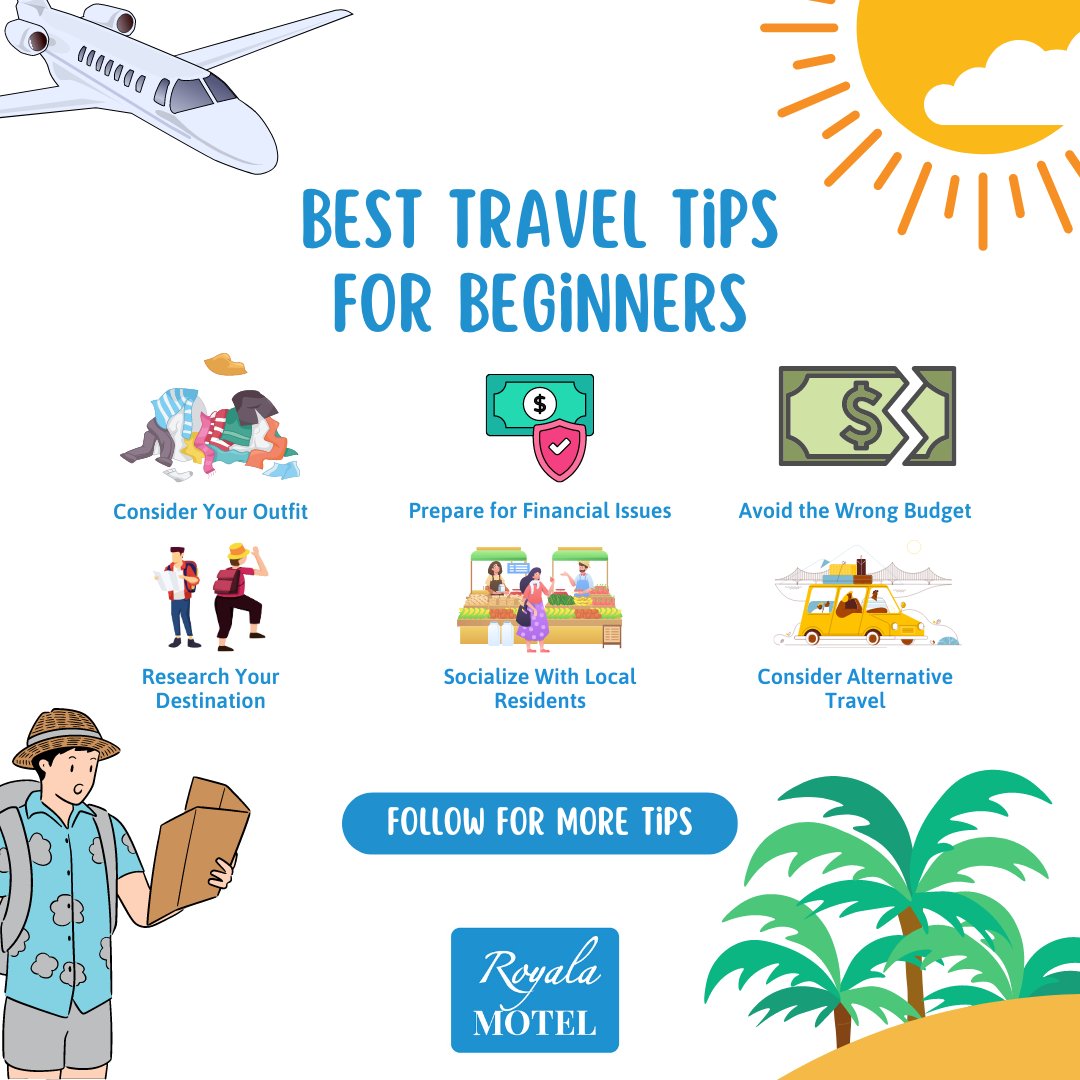 MotelRoyala's tweet image. #traveltipsforbeginners What are your best travel tips esp. for beginners? Let us know in the comments.

#RoyalaMotel #MontebelloCA  #hospitality #motels #hotelsandlodging #motelsinmontebello #travel #backpackers #traveltips