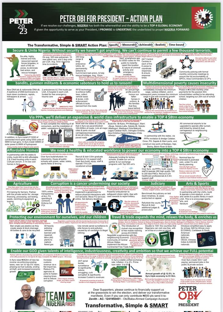 This is a simple economic action plan PO will be bringing during his tenure. 

If you will be sharing this on your WhatsApp & Facebook status, like & retweet. Let's take it far ❤️

__
Channels TV mc oluomo jim ovia funke akindele ANAP first bank  lai Mohammed #thisisnotanexcuse