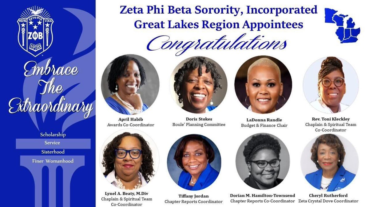 ZphibIZ's tweet photo. Congratulations to our very own Sorors Shyvon Lacy, Kimtoiya Sam, and Lynel A. Beaty, M. Div for being appointed in their respective positions for the Great Lakes Region! 

Keep shining your Zeta Light, Sorors!

#embracetheextraordinary
#embracetheswell
#ZPHIBIZ https://t.co/SC740WDEV1