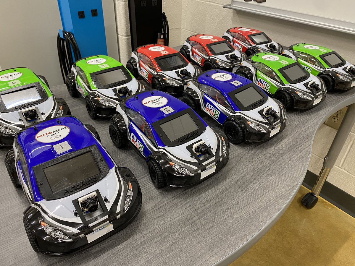 My AI students are ready to dive into computer vision. Got the @AutoAutoAI fleet ready to share new experiences for the kids to explore. @SKG_Jaguars @ai4k12 I can’t wait to see the projects they develop!