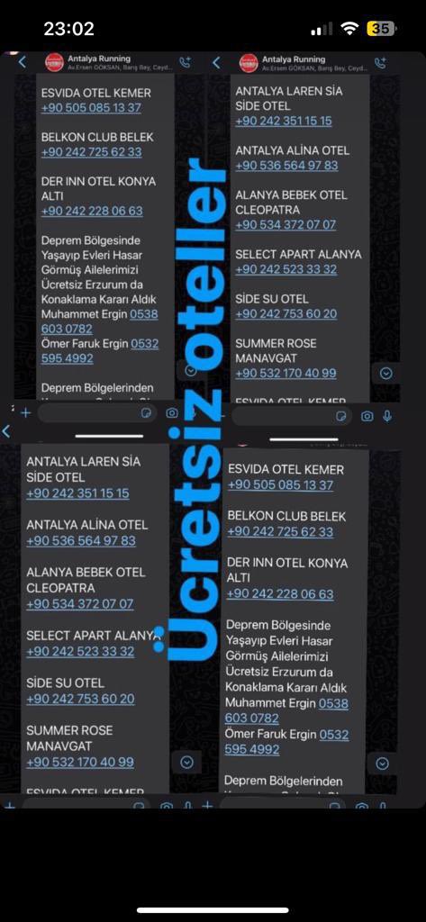 ANTALYA’da BULUNAN BAZI ÜCRETSİZ KONAKLAMA SAĞLAYAN OTELLER #TurkeyEarthquake #DEPREMOLDU #PrayForTurkey #deprem