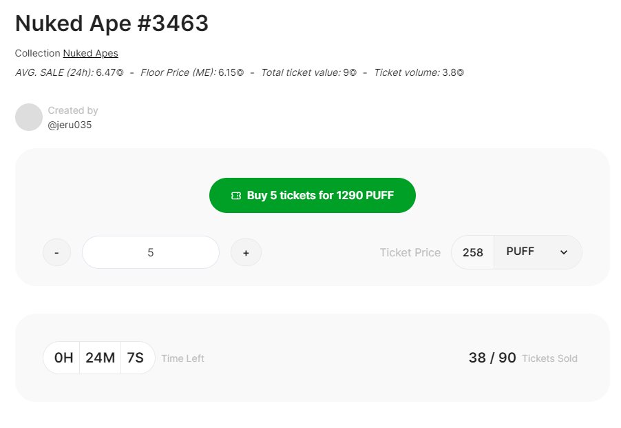 There is a clean, Awakened Nuked Ape up for raffle on @MonetSAC right now by @jesus035vega!! Less than half an hour left to grab your tickets!! 🎟️5 tickets = 1290 $PUFF Tickets available in $SOL, $JELLY and $PUFF 👇 monet.community/r/cldtlc70x139… @StonedApeCrew @SACBeanieGang
