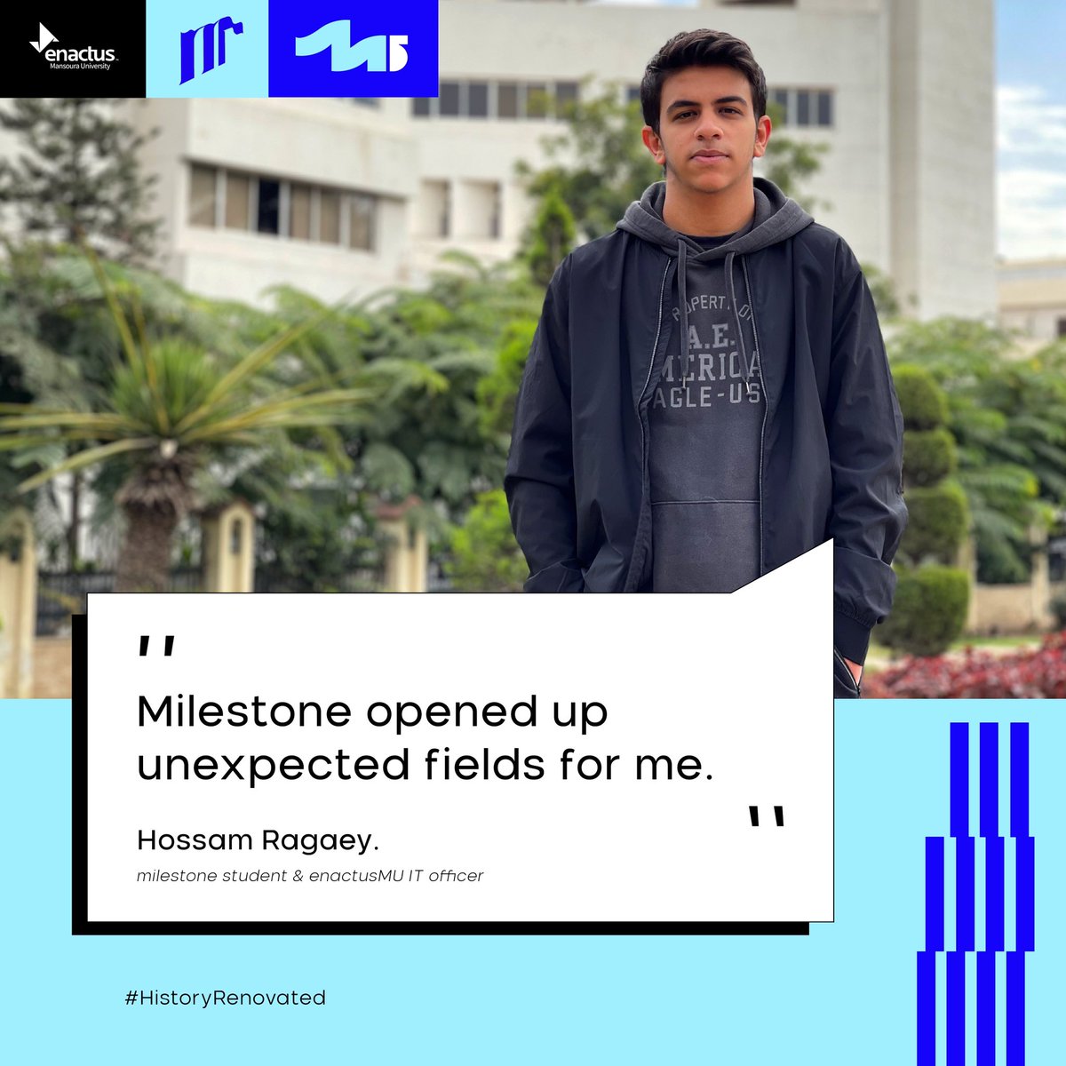 EnactusMans's tweet photo. Milestone helped many students like Hossam throughout their journey to find out what they were passionate about.
🔎Apply now to explpore new fields!
Here https://t.co/gzP0ocZ56K
#enactusmans #Milestone23 #HistoryRenovated #5th_Edition https://t.co/DA9uq3AiG8