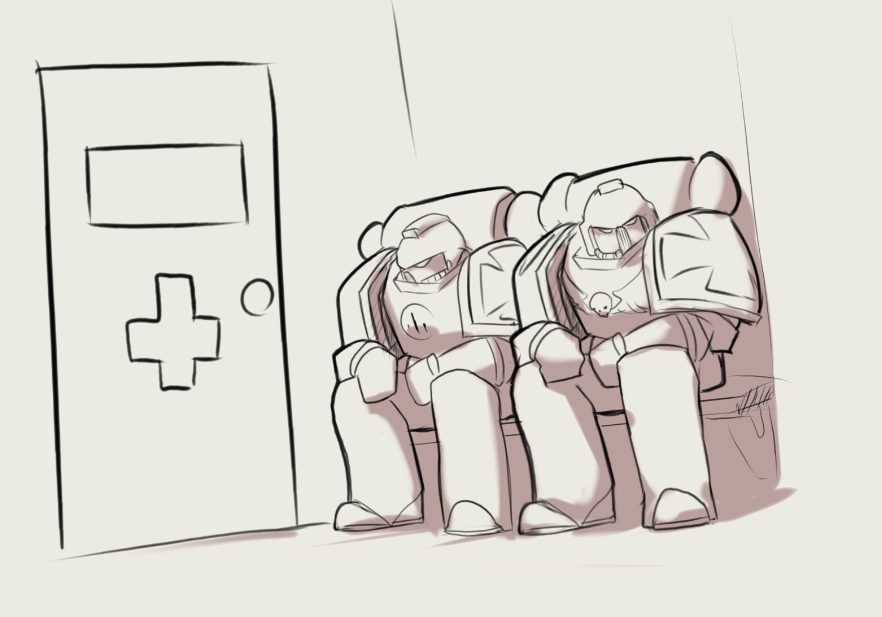 Maffi1996's tweet image. Battle brothers waiting impatiently too see if their smoll xeno techpriest lives. 🥺
#warhammer40k #WarhammerCommunity 
P.S. Ill play it fair this time. You have 2 days.