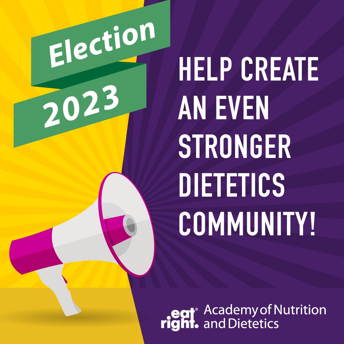 Choose the Academy's Next Leaders
Voting is your right, your responsibility and your future!
Make your voice heard by voting in the Academy’s 2023 national election.
Voting is open until February 15. View candidate biographical information and vote here eatrightpro.org/leadership/dev…
