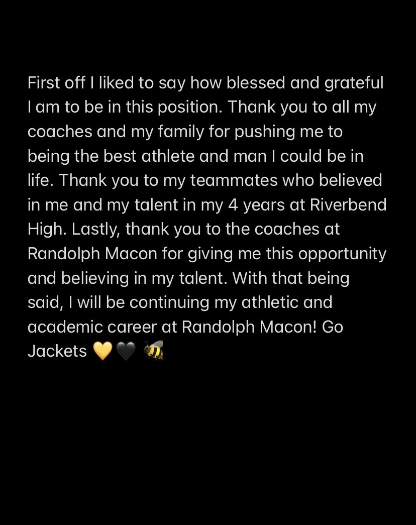 100% COMMITTED‼️ Ready to work!! <a href="/fbcoach_7/">Chase Phillips</a> <a href="/TheProcess_MK/">Coach Kornegay</a> @ <a href="/RMCfootball/">𝗥𝗔𝗡𝗗𝗢𝗟𝗣𝗛-𝗠𝗔𝗖𝗢𝗡 𝗙𝗢𝗢𝗧𝗕𝗔𝗟𝗟</a> <a href="/yates_nathan/">Nathan Yates</a> <a href="/RHSBears_FB/">Riverbend Football</a>