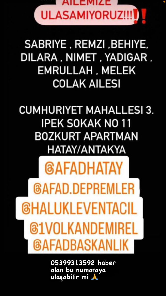 lylagunes's tweet photo. @ahbap @AFADBaskanlik @DepremDairesi @Kizilay #seferberlik #depremden https://t.co/bTFLz8j3fa
