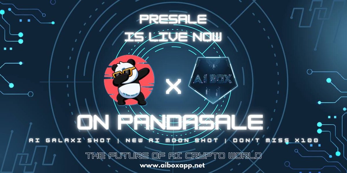 We are proud to announce our official pre sale for panda sale.  Pre Sale will be in the Fair Launch system.

💠SC: 5ETH
💠START: 07.02.2023 11AM UTC
💠END : 10.02.2023 9PM UTC

pandasale.finance/launchpad/0x60…

#AI #openAI #chatGPT #ETH #ImgnAI #AIPAD #AILaunchpad #AIBOX #ABX