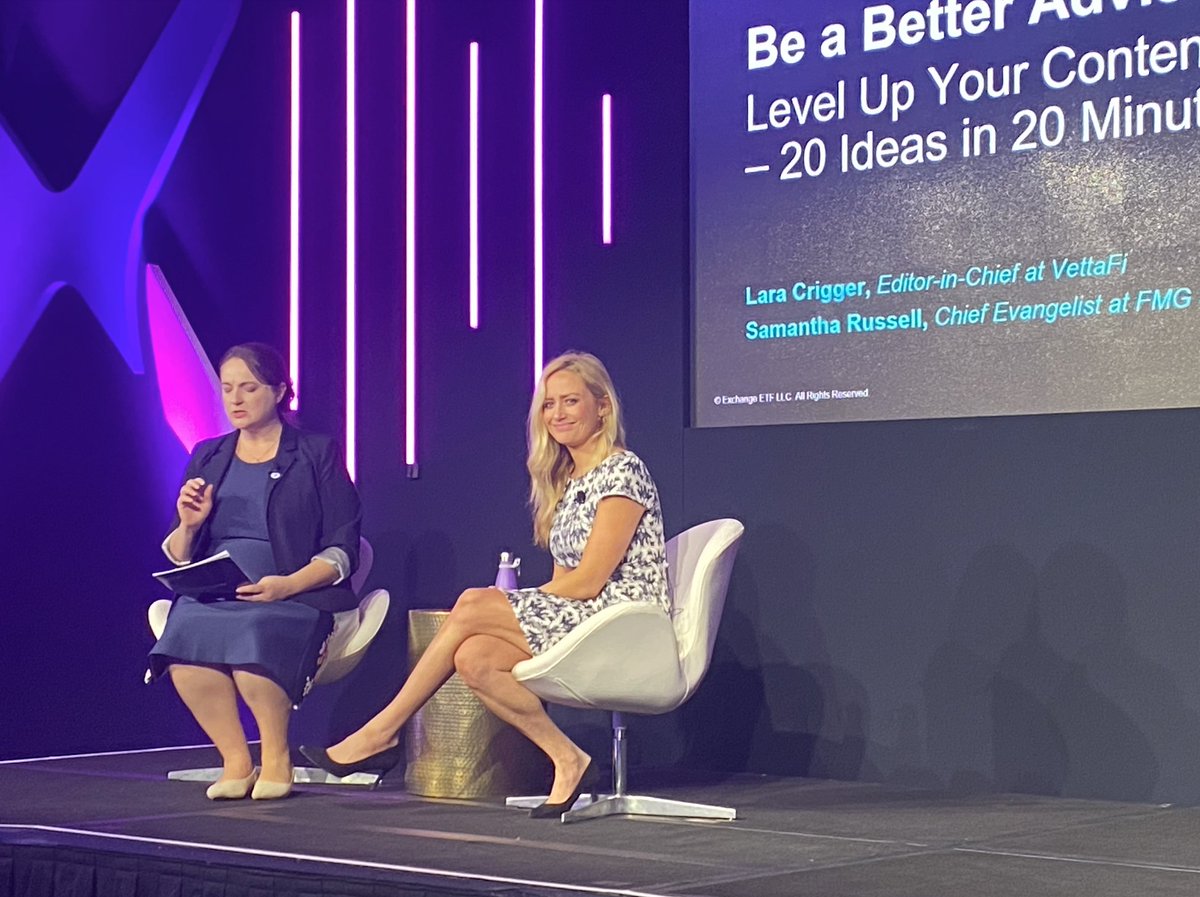 #ExchangeETF is happening in sunny ☀️ Miami and <a href="/SamanthaTwenty/">Samantha Russell 👩🏼‍💻</a> and <a href="/LaraCrigger/">Lara Crigger</a> chatted all about the biggest marketing opportunities for advisors. 

Plus they shared some 🔥 examples sure to inspire! 

What was your favorite part of their session? 

We'd ❤️ to know!