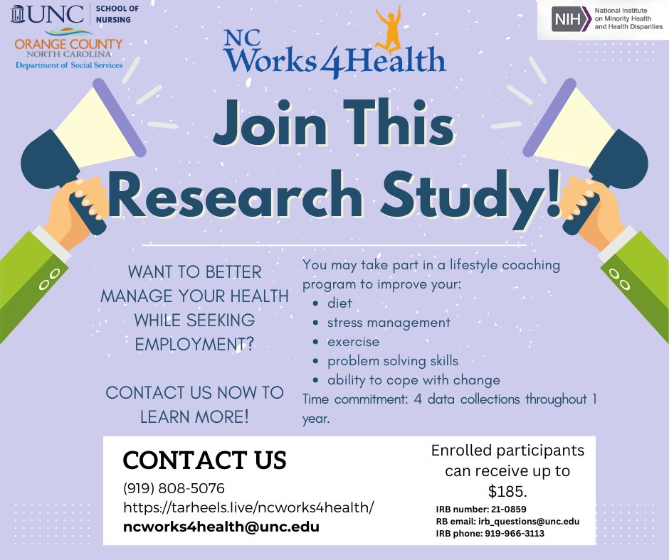 Attention, job seekers! Are you currently unemployed and living in Orange, Wake, Durham, Chatham, Caswell, Person, Guilford, or Alamance County, NC? Do you want to take control of the stress that looking for work can bring? Click on the link in our bio for additional information!