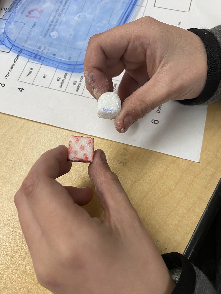 hFischerMs's tweet photo. One of my favorite @MysterySci activities showing the effects of weathering on sugar cubes. Helps make connections to weathering in nature! https://t.co/2Ds7hTGbzZ