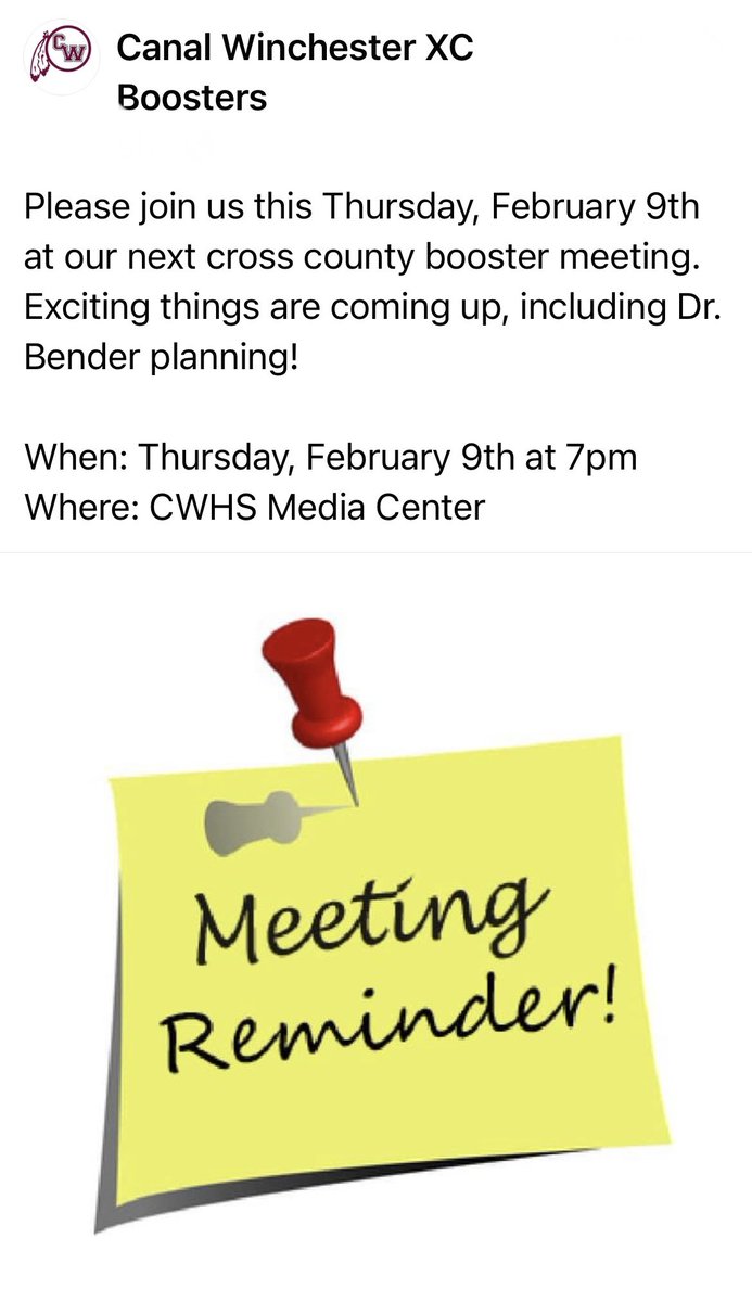 CWXC Booster Club meeting info: