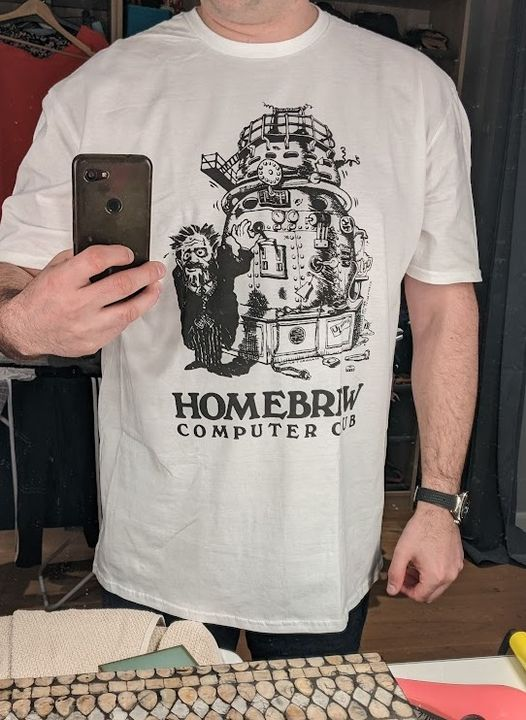 LegacyDevices_'s tweet photo. The ultimate SWAG! Super cool and super nerdy 1986 vintage Homebrew Computer Club T-shirt, by @lfelsenstein #homebrewcomputer #retrocomputing #martenelectric #tshirt #nerd #swag https://t.co/hsaRRtR42L