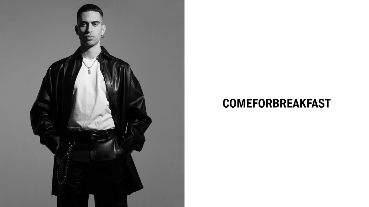 COME4BREAKFAST's tweet photo. .@Mahmood_Music in @COME4BREAKFAST 

The Italian singer and songwriter wears a black faux leather outfit from our permanent genderless collection.

#mahmood #brividi #comeforbreakfast https://t.co/0nunih1yZ4