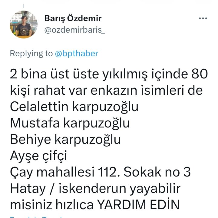 Melikeylmz__'s tweet photo. BU SESLENİŞLERİ GÖRÜN ACİLL YARDIM GEREKLİ
@BabalaTv 
@OguzhanUgur 
@haluklevent 
@ahbap 
#HatayaYardım https://t.co/BDiIV4oCIQ