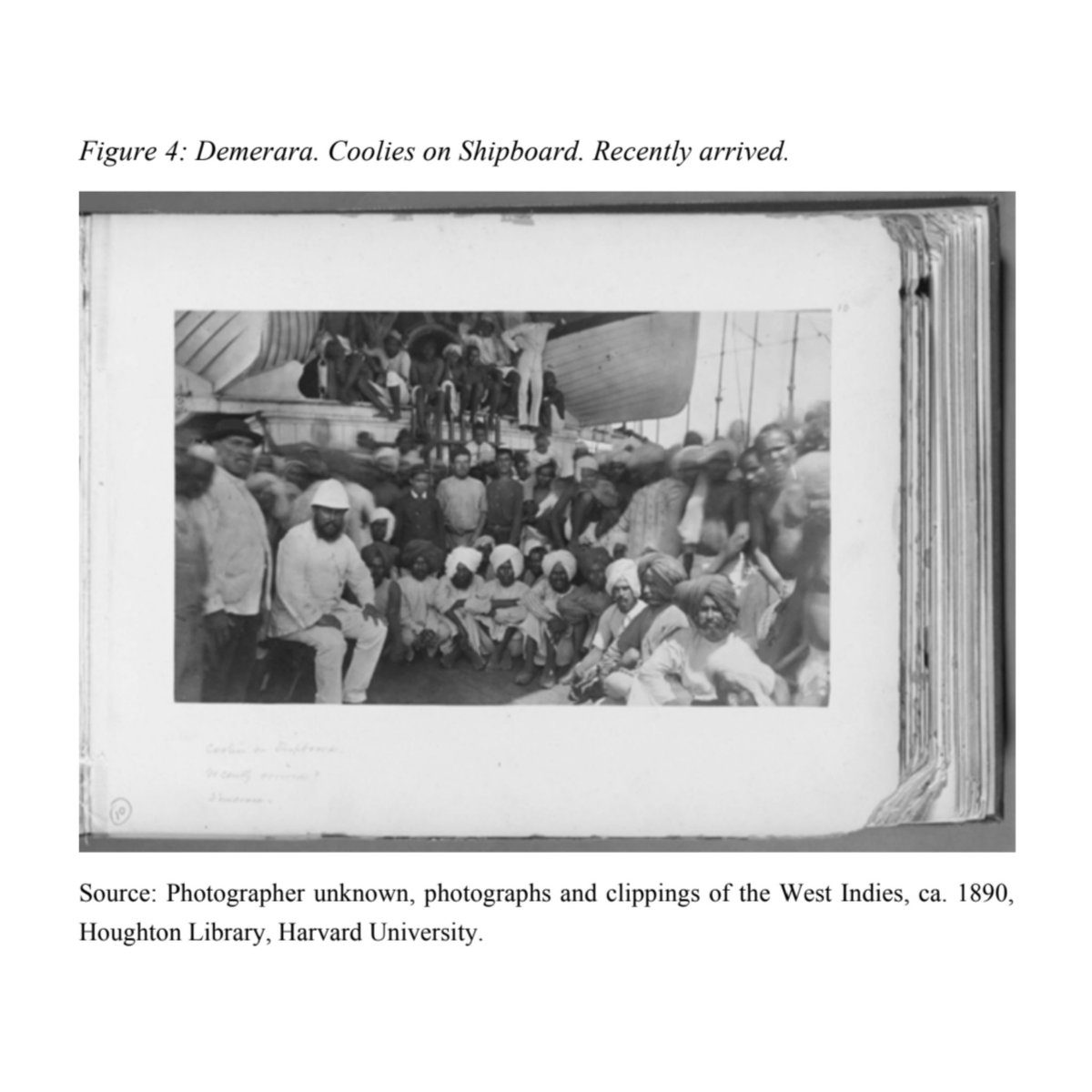 GirmitDiaries's tweet photo. Indian Indentured labourers on Shipboard. 1890.
Recently arrived in Demerara.
Source: Photographer unknown, photographs and clippings of the West Indies, ca. 1890,
Houghton Library, Harvard University.
https://t.co/QjPl1k6Sbs
#indenturesystem #indenturedlabourers https://t.co/0HrUO3FC12
