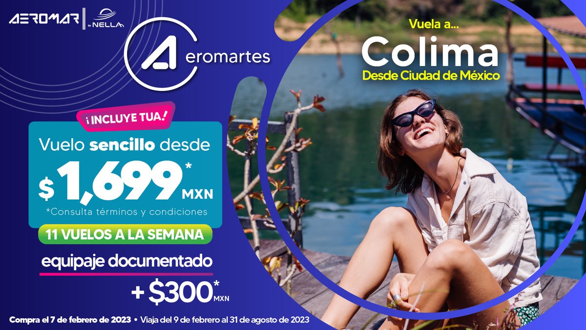 Viaja entre Colima y Ciudad de México con este Aeromartes desde $1,699 MXN
Incluye un equipaje de mano de hasta 10 kg y bebidas de cortesía.
+$300 mxn puedes llevar equipaje documentado!! 🧳+🎒
Reserva ahora en aeromar.mx
.
.
.
#Aeromartes #Colima
<a href="/Colima_Turismo/">Turismo Colima</a>