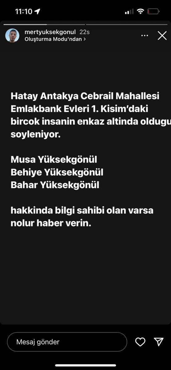 bgyetherr's tweet photo. Hatay antakya cebrail mahallesi emlakbank evleri 1. Kisim daki birçok insan enkaz altında. LÜTFEN YAYALIM

#deprem 🚨🚨🚨 https://t.co/3t8hPVElII