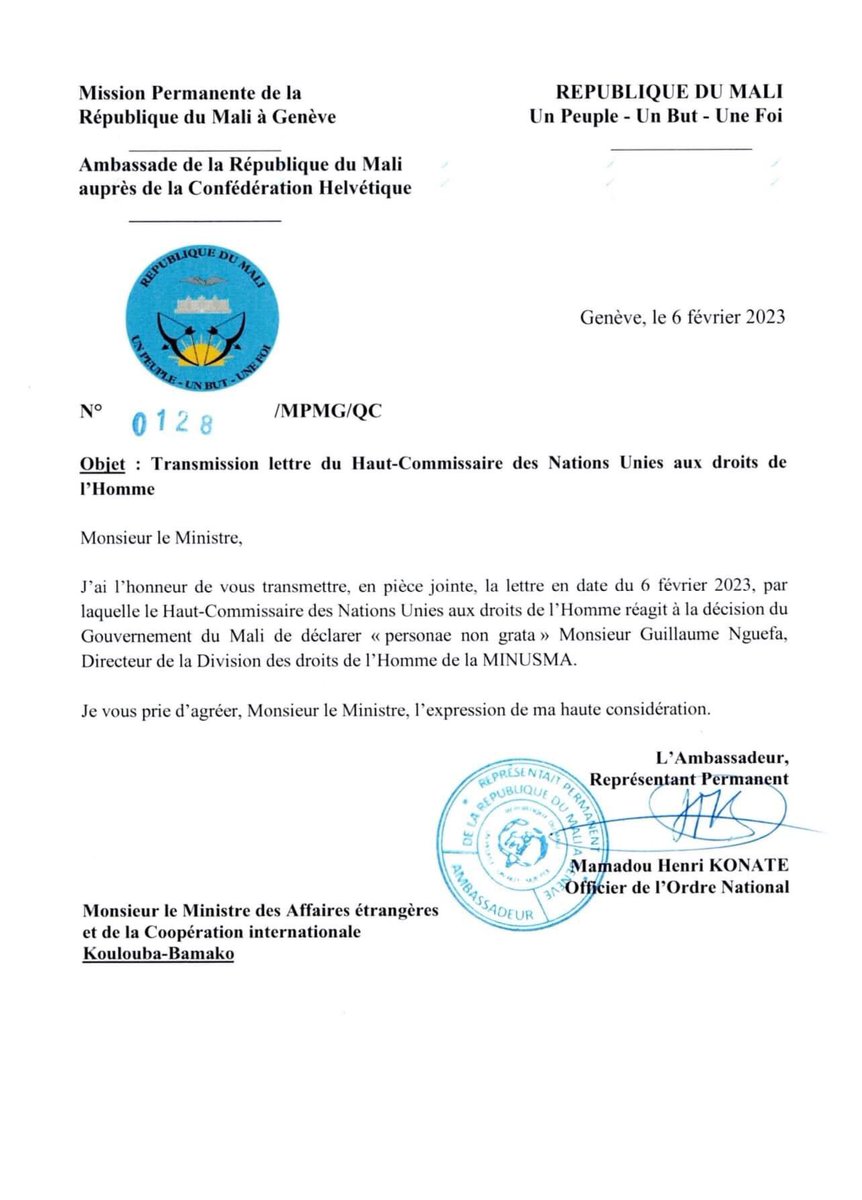 #Diplomatie: #Mali #Munisma 
#AbdoulayeDiop #VolkerTürk