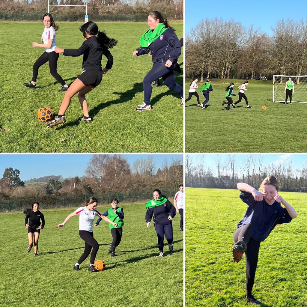StJoesRCpe's tweet photo. Year 8JOSE displaying excellent effort and focus on “keeping the ball” and providing passing options in the sunshine today for football during KS3 games. Even a broken boot didn’t stop the girls having fun! #supportplay #workinginunits https://t.co/gOt90Au4ZZ