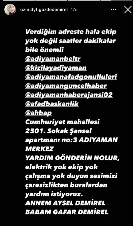 @helpiletisim @bidkbenkonuscam Arkadaşımızın anne ve babası hala enkazdalar lütfen Yardımcı olun