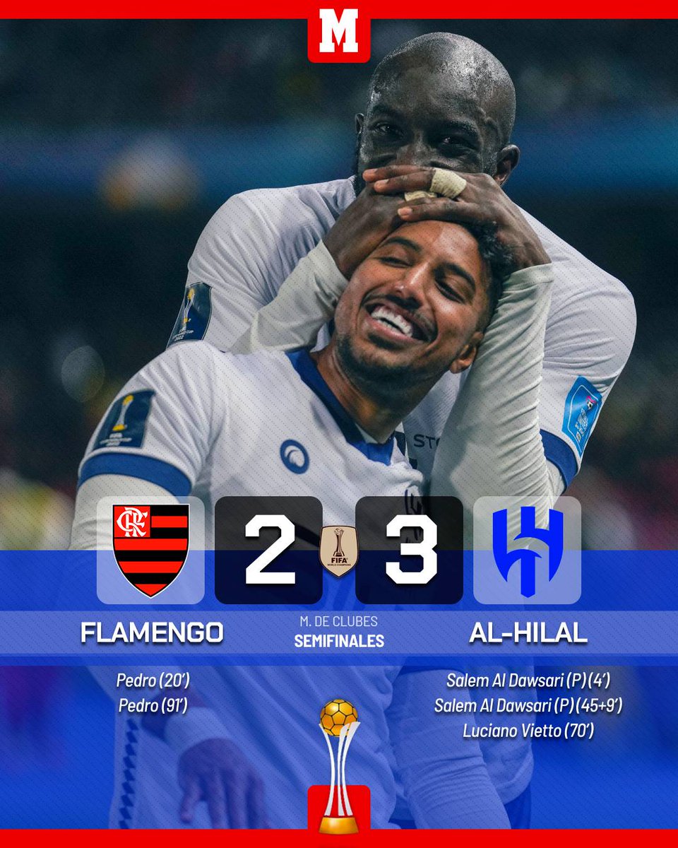 marca's tweet photo. 🇸🇦 El @Alhilal_FC da la sorpresa: el equipo de Arabia Saudí se carga al campeón de Sudamérica, se mete en la final del Mundial de Clubes (tercer asiático que lo consigue) y podría ser el rival del Real Madrid si supera su semifinal de mañana https://t.co/oqJ3gSoH90 #ClubWC https://t.co/JByvOAd8Dy
