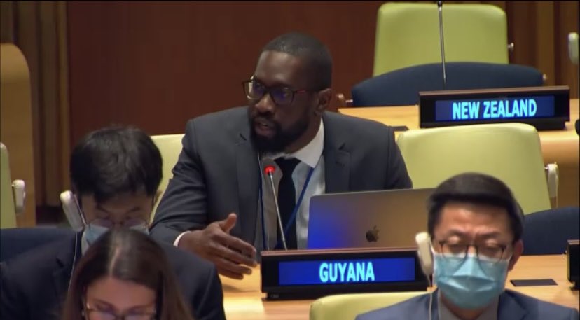 Speaking during the briefings from eminent scientists and academics on sustainable solutions on the “Economics of water,” and “Climate, conflict and cooperation.” @UN_PGA #UN #Guyana #WaterConference2023