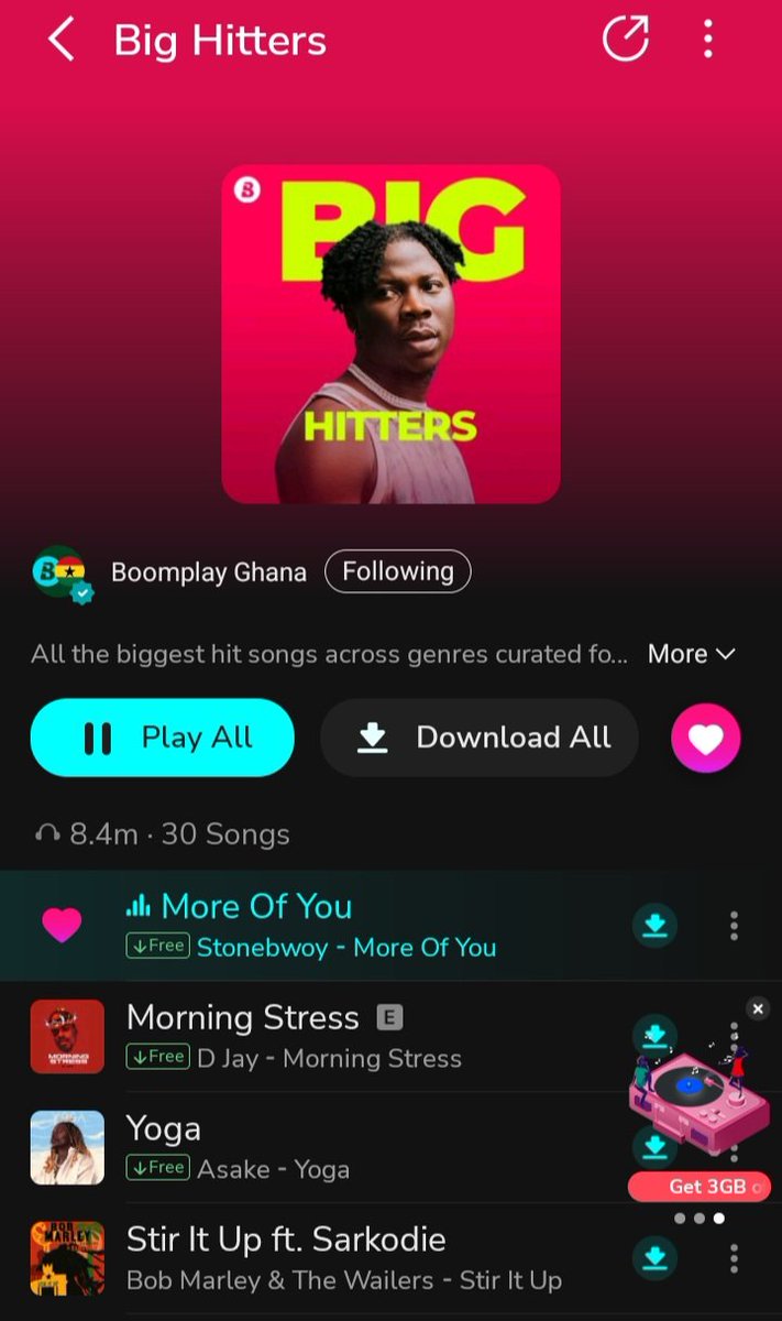 @stonebwoy #MoreOfYou top another playlist chart on @BoomplayMusicGH

Stonebwoy.lnk.to/MoreOfYouSR

#MoreOfYou #maufemor #ItsTime #ambanigroup Stonebwoy