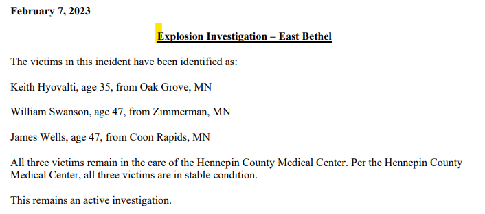 east bethel mn house explosion