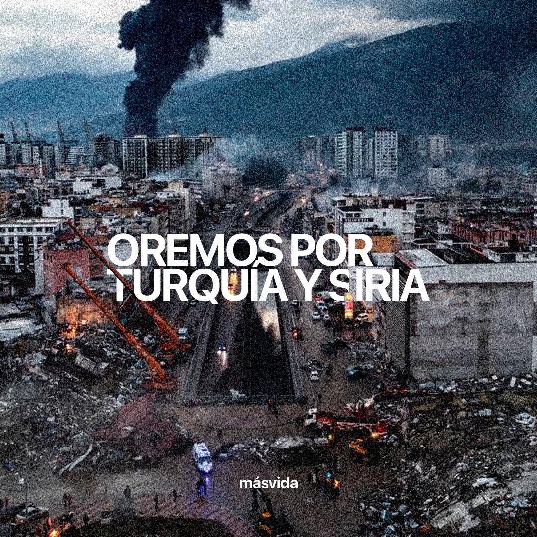 masvidatv's tweet photo. Como Iglesia nos unimos en oración y compartimos el dolor y llanto de las miles de pérdidas y afectados por el terrible terremoto.

Oramos por fortaleza de las familias, niños, ancianos y todos los que están sufriendo esta situación, así como los rescatistas.

#Siria #Turquia https://t.co/tT0KpeXe4y