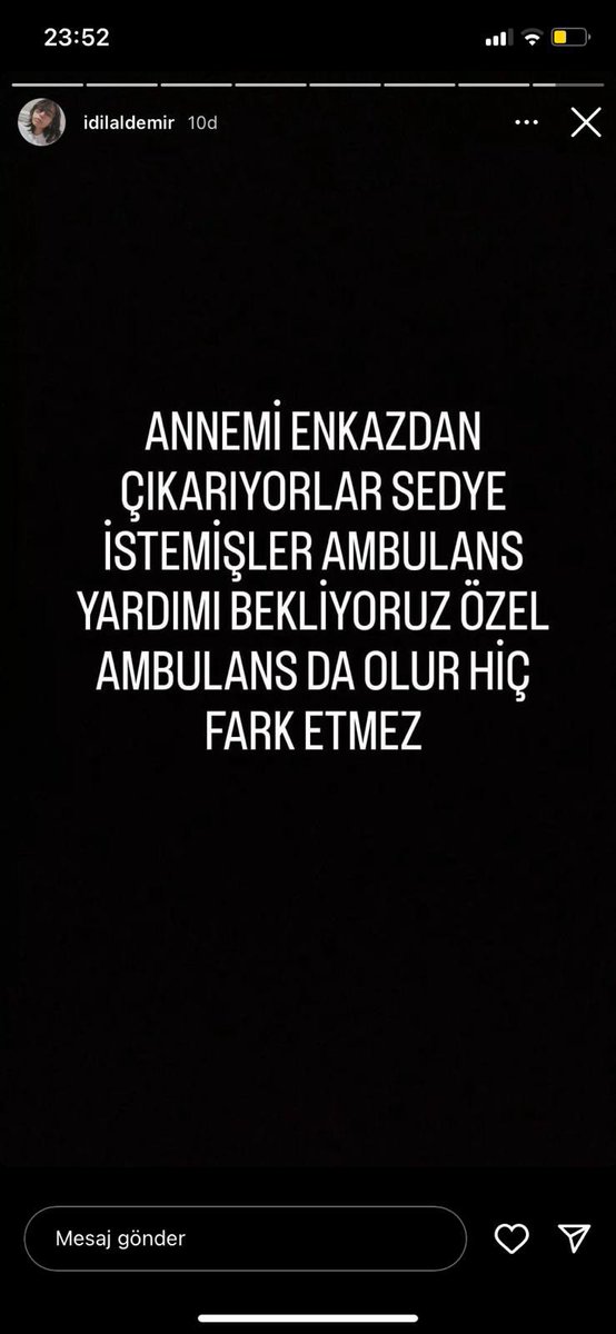 UZUN SUREN CALISMALARDAN SONRA CIKTI COK ACIL AMBULANSA IHTIYACIMIZ VAR adres: cebrail mah. şehit py m ali demirbüken cad. B2 blok Güçlü Bahçe sitesi HIZLI OLMAMIZ GEREK LUTFEN YARDIMCI OLALIM KRITIK DURUMDA