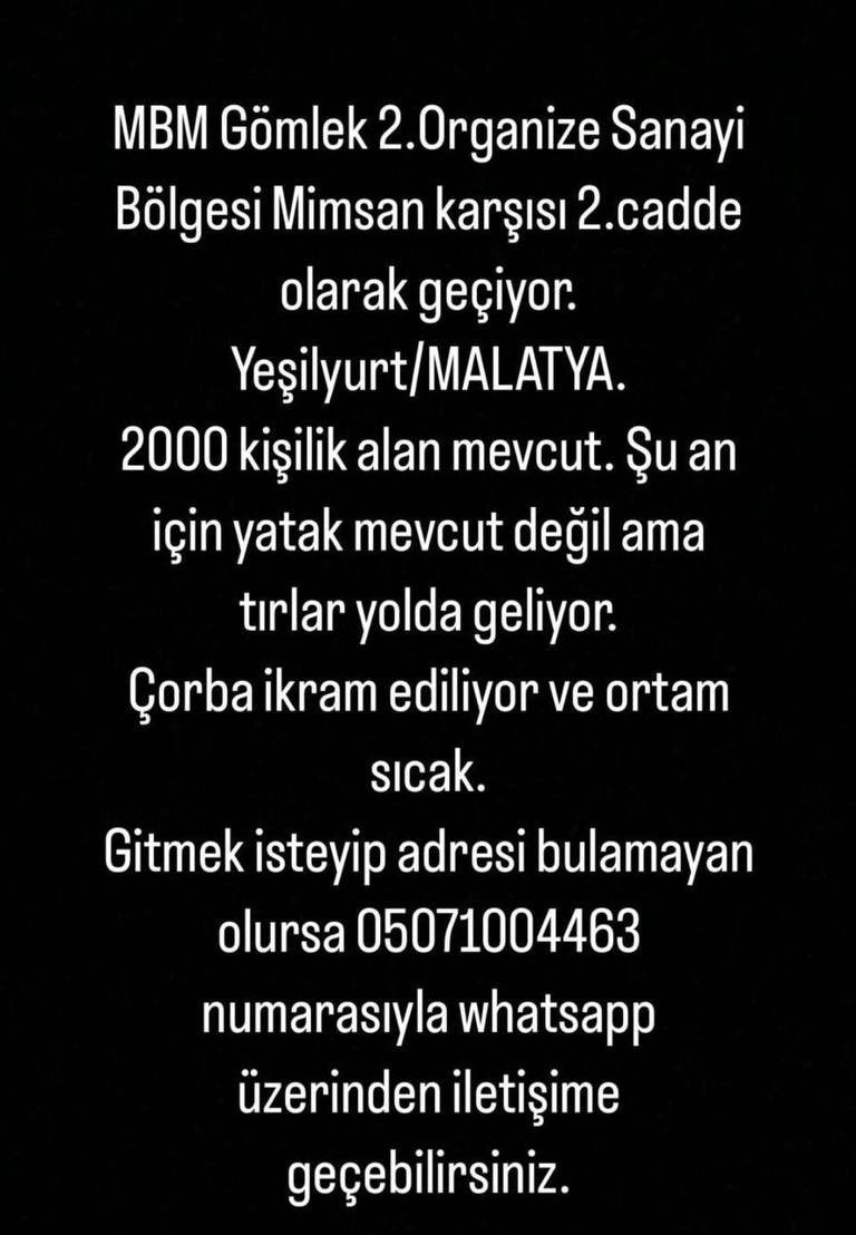 GlarungYedek's tweet image. ⚠️ MALATYA 

Dışarıdaki kardeşlerimiz için soğuktan korunabilecekleri sıcak bir şeyler içebilecekleri yer var, adres görselde. konuştuk doğrulandı lütfen oradaki kardeşlerim bu twiti görürseniz gidin üşümeyin sıcak bir çorba için. 

🚨 TEYİTLEDİK YAYABİLİRİZ