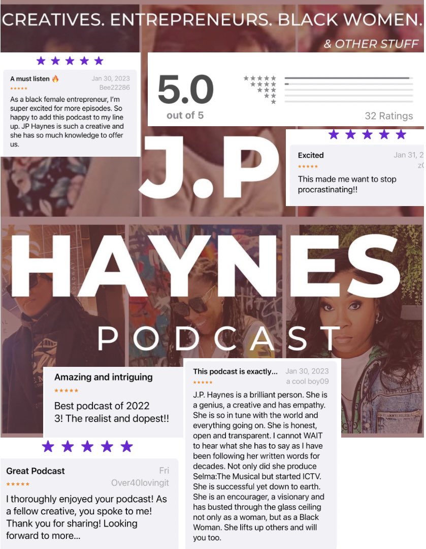 The reviews for my new podcast have been super encouraging! Ep. 002 is on the edit table for next week. Meanwhile, Ep. 001 is available wherever you get your podcasts. Tune in! 🎧#podcast #creatives #entrepreneurs #BlackWomen #jphaynes #infectchange