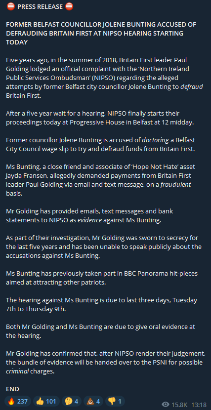 DrMarianaClaire's tweet image. #JoleneBunting aka #BigotOfBelfast has apparently tried to defraud #BritianFirst. And you know #TommyRobinson is a scammer when he starts sharing posts from the biggest scammers #BritainFirst.