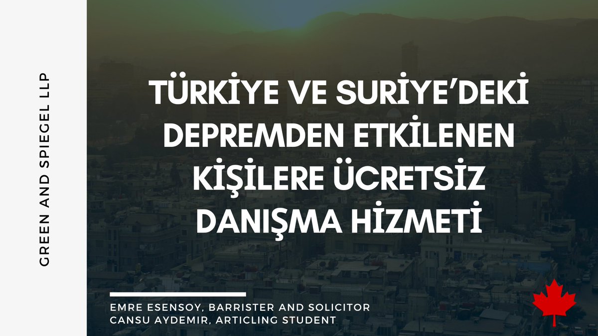 Effective February 7, 2023 we are conducting complimentary consultations for victims of the severe earthquakes in Türkiye and Syria. If you or someone you know is in need of legal services, contact us and read more: bit.ly/3RI7JlF
