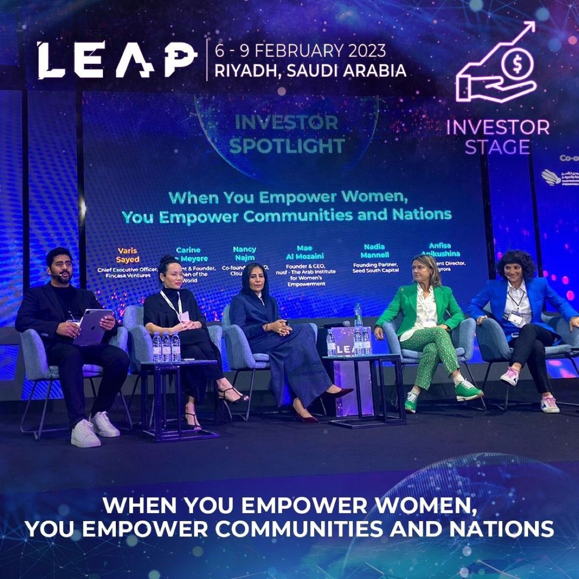 MaeMozaini's tweet photo. 1- At #leap23 today  discussion was about the importance of women representation at the leadership level. 
The number of Saudi women in the tech sector is rising exponentially, surpassing women in Europe and Silicon Valley. 
#LEAP23   #Nusf #TheArabInstituteForWomensEmpowerment https://t.co/PUsk3ayVYE