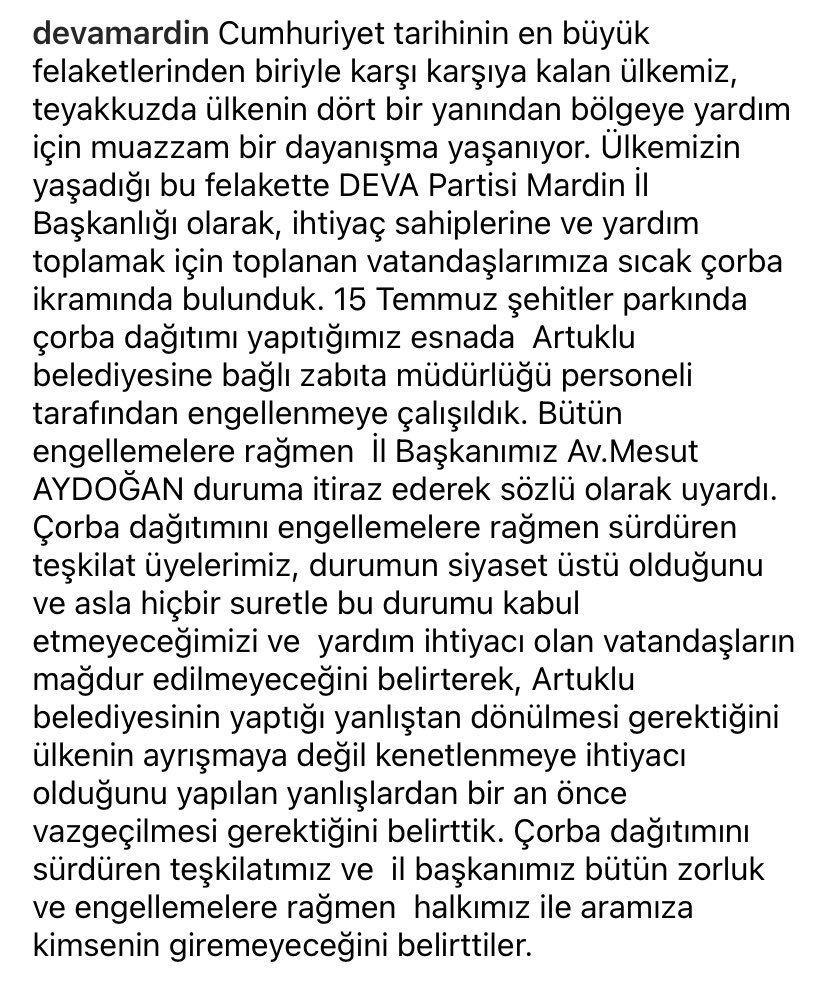 DEVA Partisi Mardin İl Başkanlığı 
Açıklamamız.

<a href="/avmesutaydogan/">Mesut Aydogan</a>