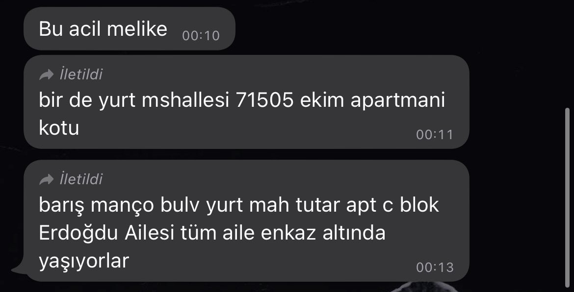 _meliike's tweet photo. ACİL ‼️ YARDIM BEKLENİYOR LÜTFEN⚠️🆘
#deprem #sondakikadeprem #AdanadaOperasyonVAR #AdanadaKapKaraGece @TCAdanaValiligi @haluklevent @OguzhanUgur @AFADBaskanlik https://t.co/Uxlwe0Xam0