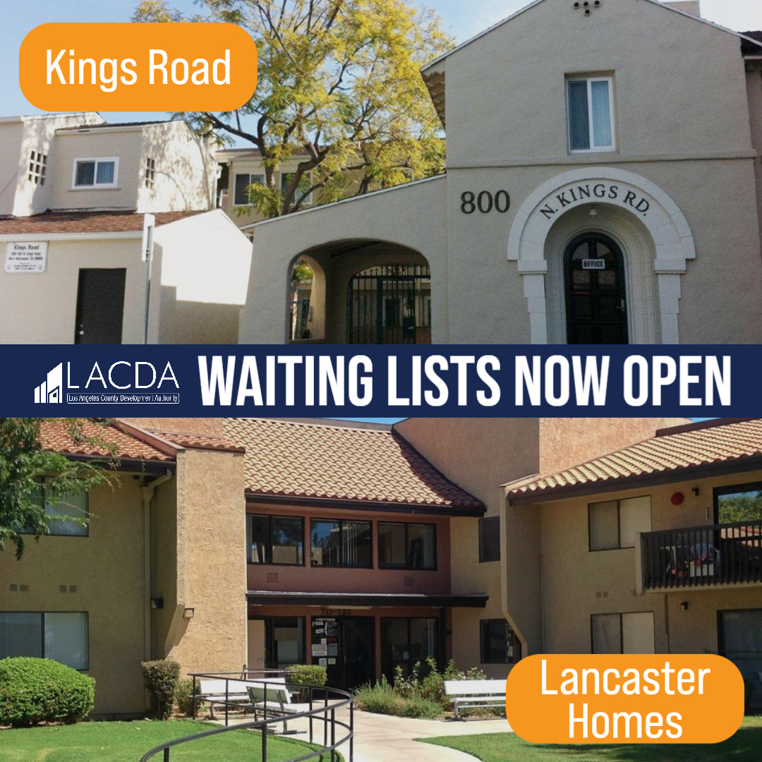 LACo_DPSS's tweet image. The #LACDA waiting list is open for its Multifamily Housing sites for elderly families. Applicants may sign up for the Kings Road or Lancaster Homes waiting lists now through July 31, 2023, 5pm at conta.cc/3jvZe0E, or calling (626) 586-1845.

#housing @CountyofLA