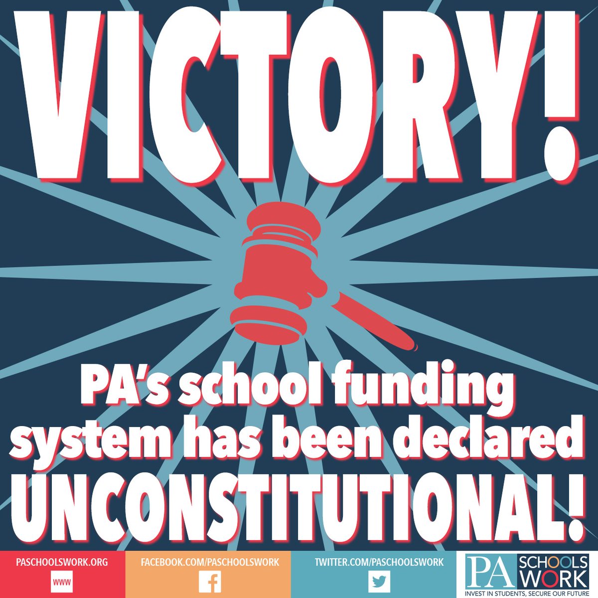 In a historic victory for students, a judge has declared Pennsylvania's school funding system unconstitutional. It’s time to ensure that all PA public schools are adequately and equitably funded! #PASchoolsWork #FundOurSchoolsPA