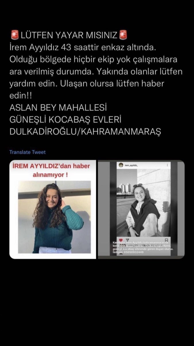 slnozun's tweet photo. @royzvasto @danlabilic İREM AYYILDIZ 
KAHRAMANMARAŞ/Dulkadiroğlu ilçesi Aslanbey mahallesi güneşli Kocabaş sitesi https://t.co/2oeesgcfHe