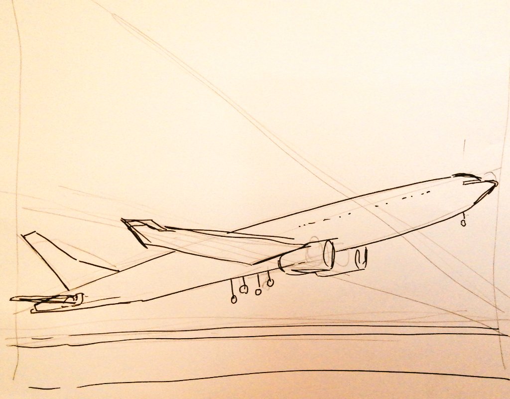 「#一日一模写Ⅲ 45/365今日はゴルフのピンを刺す手と飛行機でした 」|伊吹天花🦄漫画家のイラスト