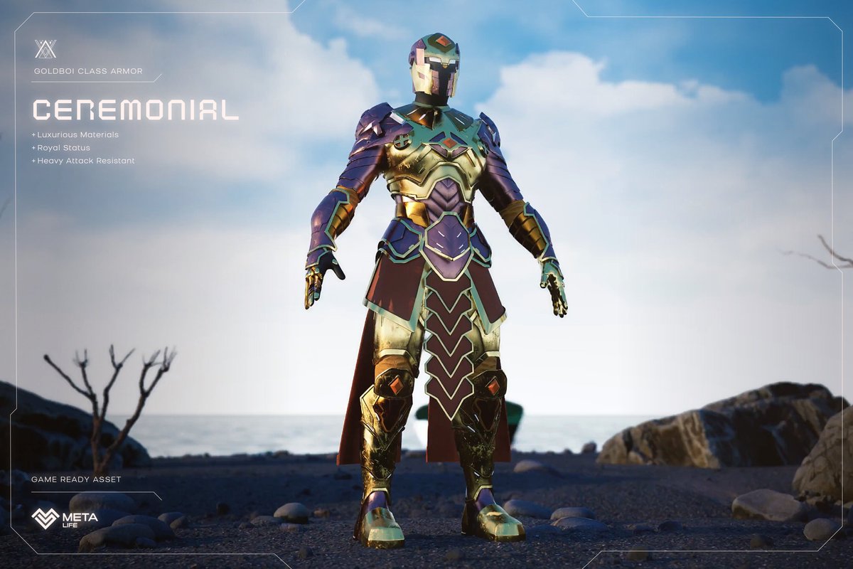 MetaLife_'s tweet photo. Our vision for Meta Life is to feature AAA quality assets like this luxurious #Goldboi class armor.
Assets will have their own bonuses, perks and benefits for players to equip their character with get rewarded by staking.
Visit https://t.co/cBWXdjQxev to learn more. https://t.co/ZKRQSgruFg