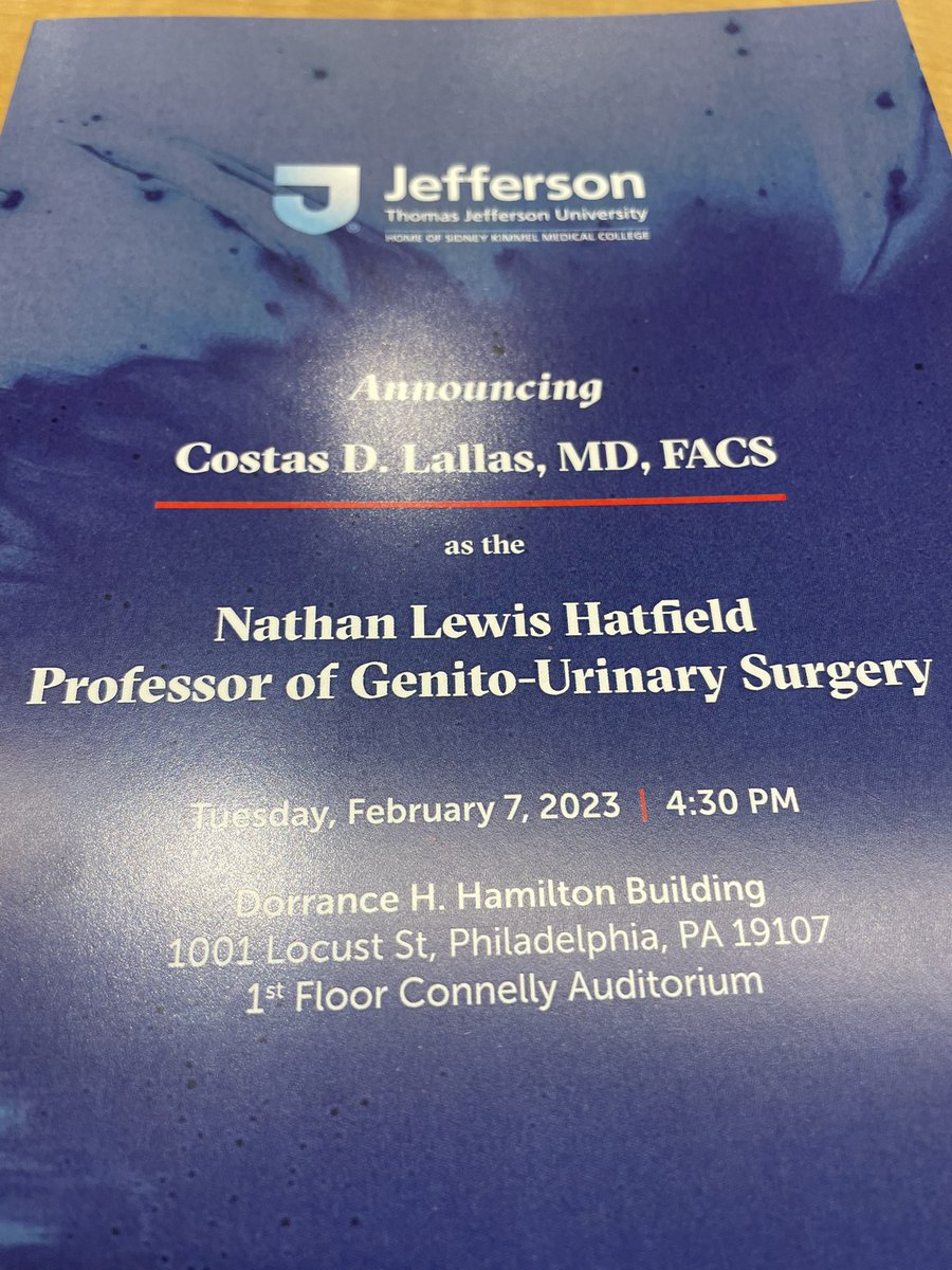 Christopher G Roth (@cgrothmdms) on Twitter photo Congratulations Dr. Costas Lallas, the Nathan Lewis Hatfield Professor of Genito-Urinary Surgery! <a href="/JeffersonUniv/">Thomas Jefferson University</a> <a href="/JEFFsurgery/">Jefferson Surgery</a> <a href="/TJUHospital/">Jefferson Health</a> Congratulations Dr. Costas Lallas, the Nathan Lewis Hatfield Professor of Genito-Urinary Surgery! <a href="/JeffersonUniv/">Thomas Jefferson University</a> <a href="/JEFFsurgery/">Jefferson Surgery</a> <a href="/TJUHospital/">Jefferson Health</a>