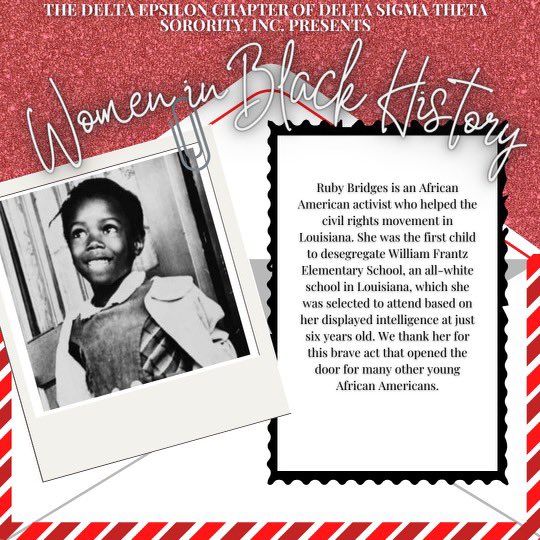 DeltaEpsilon49's tweet photo. Day 4: She was the first child desegregate Williams Frantz elementary school❤️ https://t.co/PeAVx0ltsb