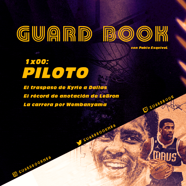 GuardBookNBA's tweet photo. ¡ESTO EMPIEZA!

En breves estará subido a todas las plataformas el episodio piloto de Guard Book 🏀

Hablaremos del traspaso de Kyrie, de cómo LeBron hará historia y del "tanking" por Wembanyama 👀

#GuardBook #GuardBook1x00 https://t.co/utTtLMZkVw
