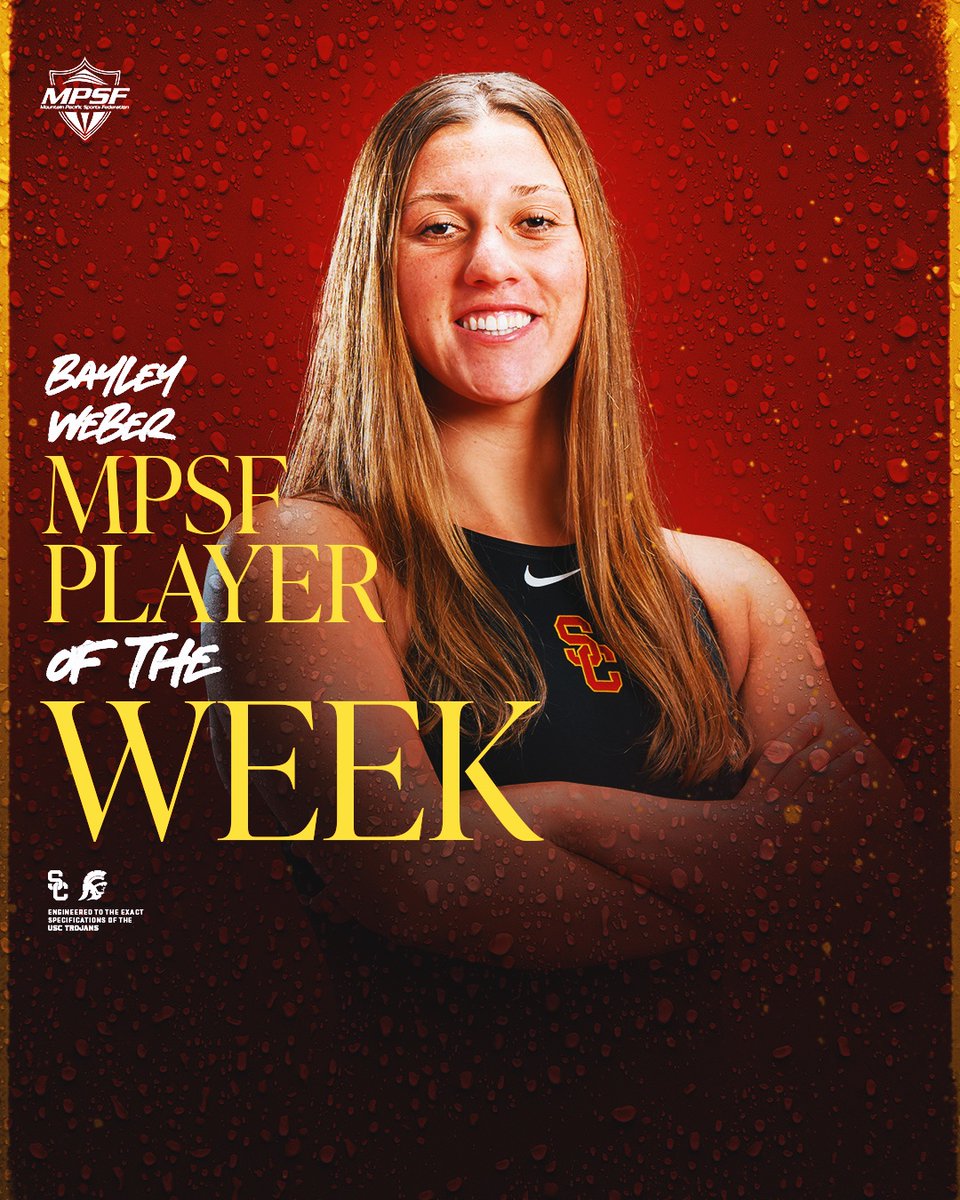 🎉Yay for Bay!🎉
USC’s first <a href="/MPSFWomensWP/">MPSF W Water Polo</a> Player of the Week this season, she served up 1️⃣2️⃣ goals to help the Trojans win the Triton Invite title!
#FightOn ✌️
usctrojans.com/news/2023/2/7/…
