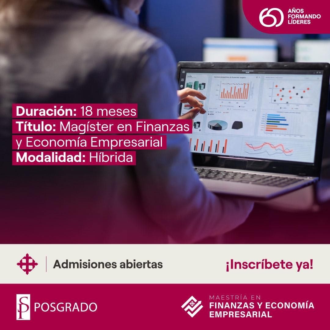 MaestriaFinUCSG's tweet photo. ¡Es hora de desarrollar tus habilidades y técnicas financieras para el éxito en la gestión empresarial! Con nuestra maestría buscamos que nuestros alumnos profundicen en temas financieros, empresariales y de mercado. https://t.co/R83SpLsH1T