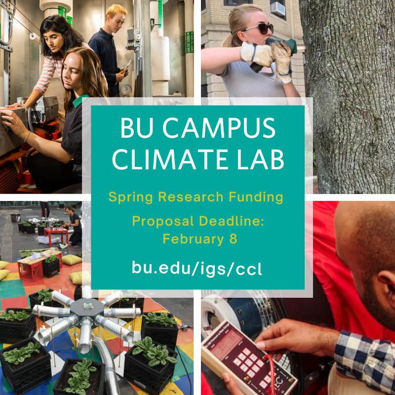 IGS_BU's tweet photo. ⏰ Tick-tock, #CampusClimateLab project proposals for spring funding are due today by 5 pm. Apply now >> https://t.co/89NL1UBr5I @sustainableBU @BostonUResearch https://t.co/t9CIR9MTT8